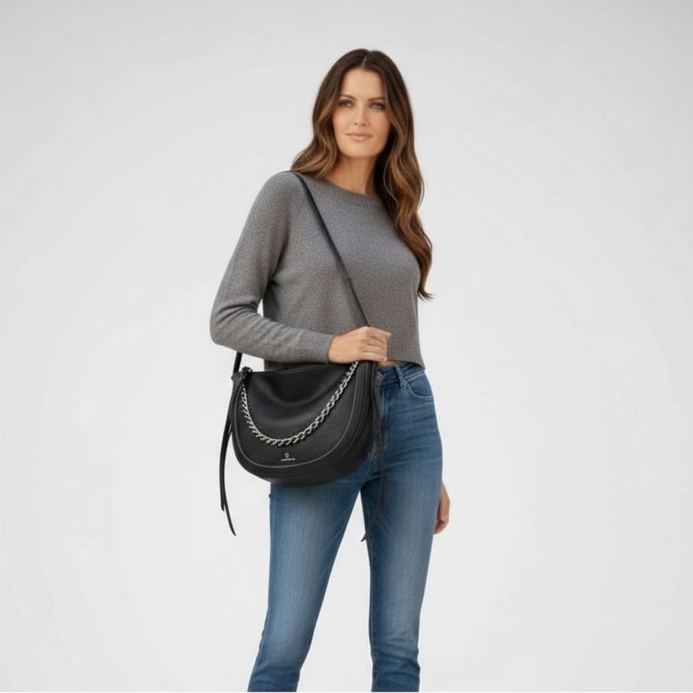 Michael Kors Black Large Jagger Messenger Bag W/ Chain & Dustbag NWOT MSRP: $598 - Picture 3 of 16